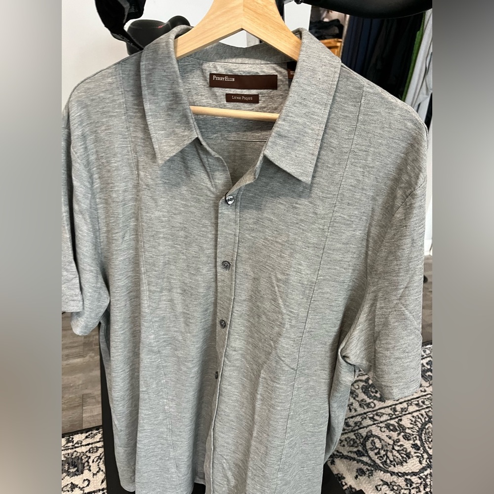 PERRY ELLIS XXL Cotton Pique Button Front Polo.   NWT.   100% soft cotton